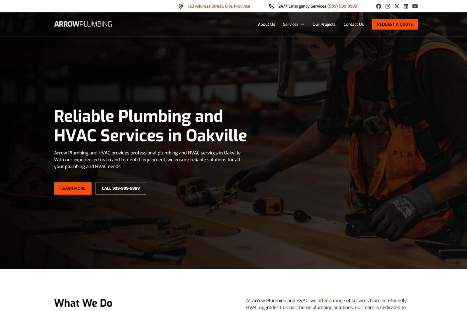 Screenshot of a contractor roofing website, showcasing a professional layout with a navigation menu, images of roofing projects, service descriptions, and contact details.